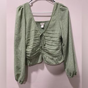 H&M Green Floral Blouse S